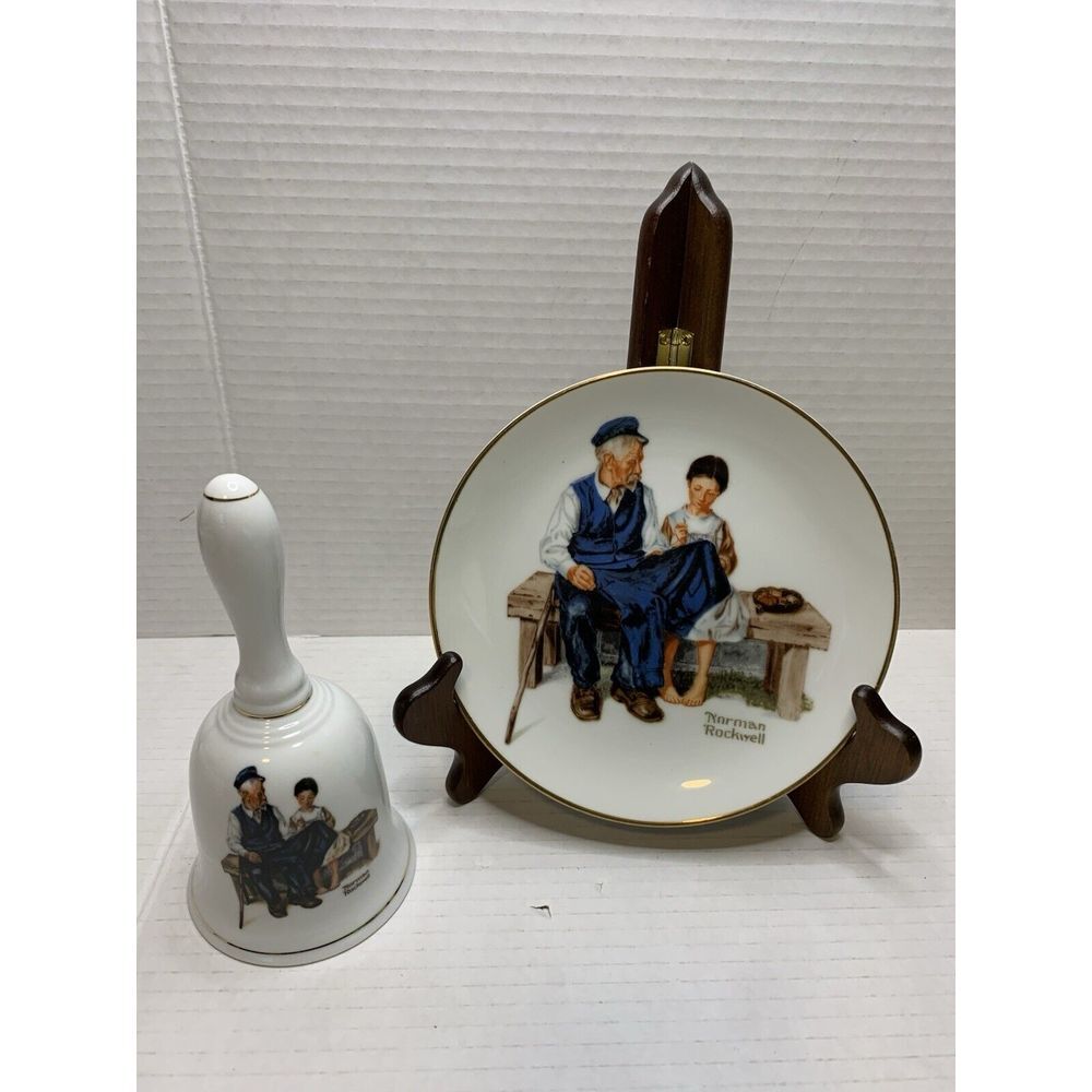 Vintage Norman Rockwell Plate‎ & Bell Bundle The Lighthouse Keeper's Daughter